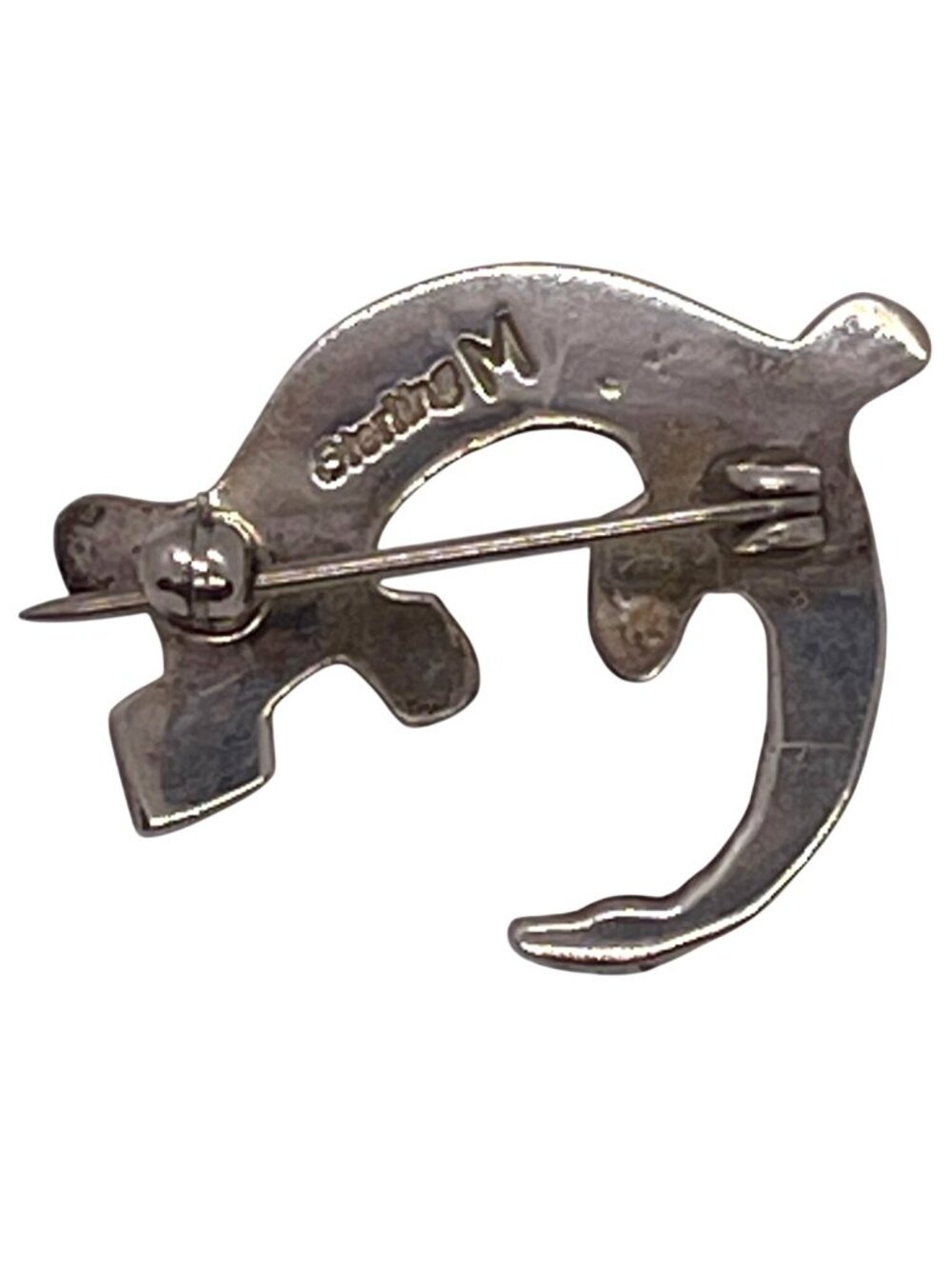 Vintage Navajo Wilbur Muskett Jr Sterling Silver Inlay Lizard Gecko Pin Brooch - Picture 2 of 9
